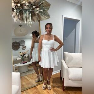 Zara OpenWork Embroidered White Dress Sz Med